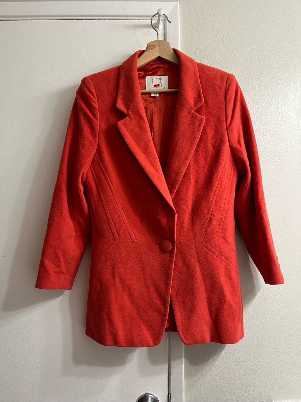 Mondi Red Single-Button Tailored Blazer Jacket Wool Blend